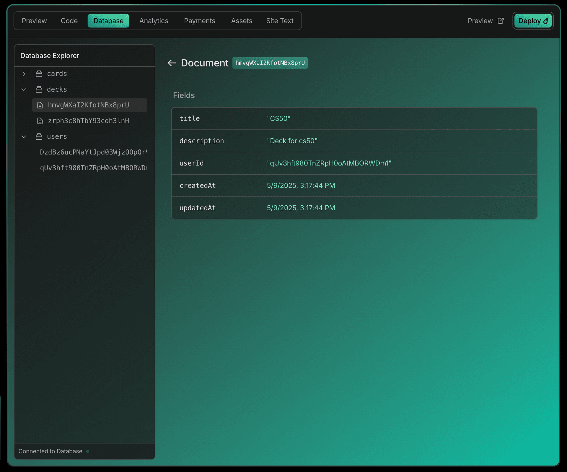Cosmic Database